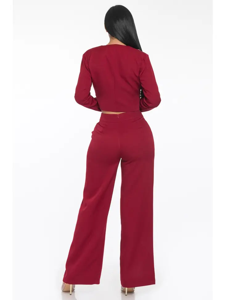 Blazer & Slit Flare Pant Set