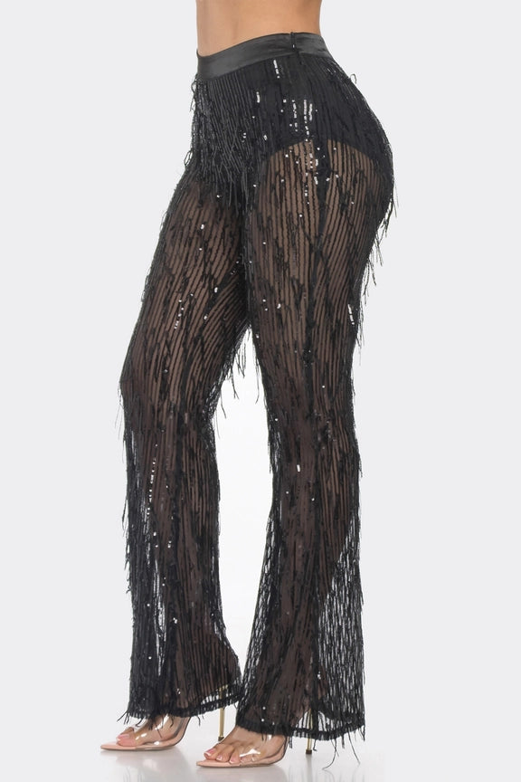 Layered Sequin Pants