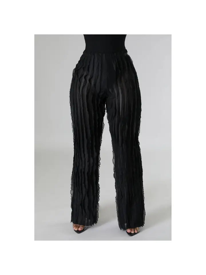 Sheer Ruffle Detail Pants
