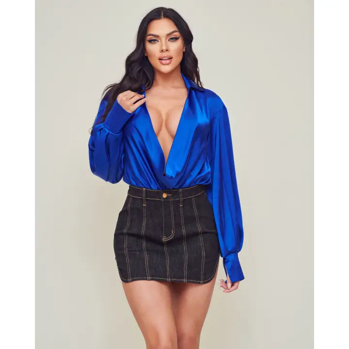 Cowl Neck Satin Bodysuit