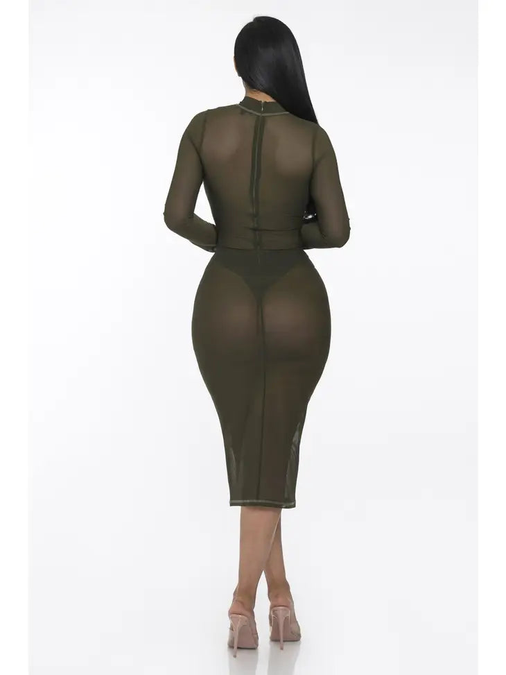 All Over Stitching Mesh Dress