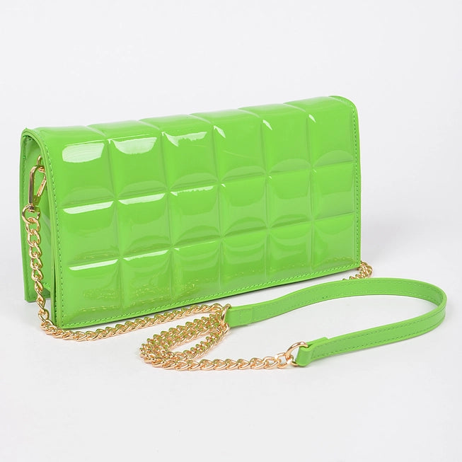 Embossed Enamel Flap Crossbody Bag