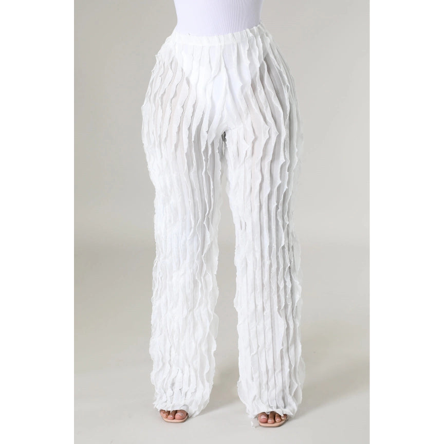 Sheer Ruffle Detail Pants