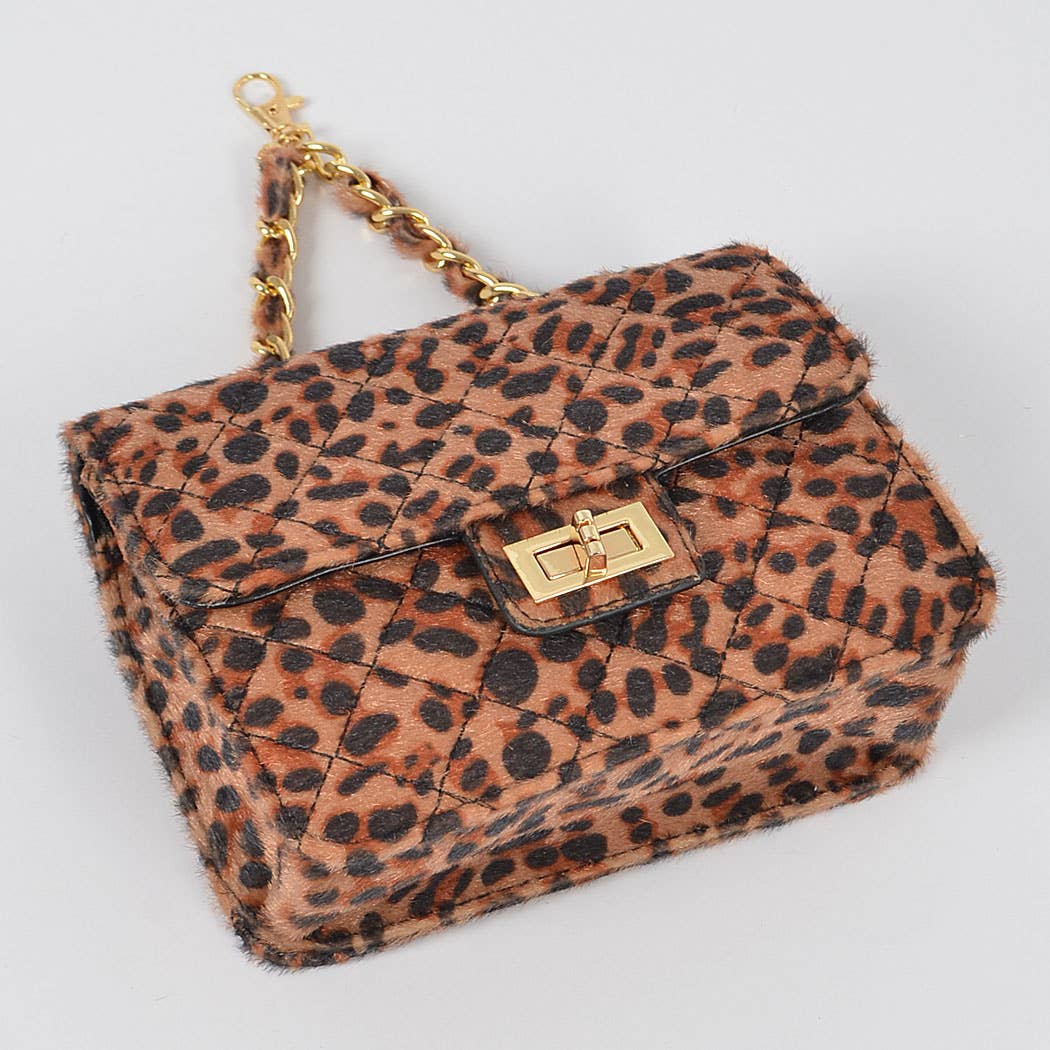 Faux Leo Skin Bag W/chain Belt