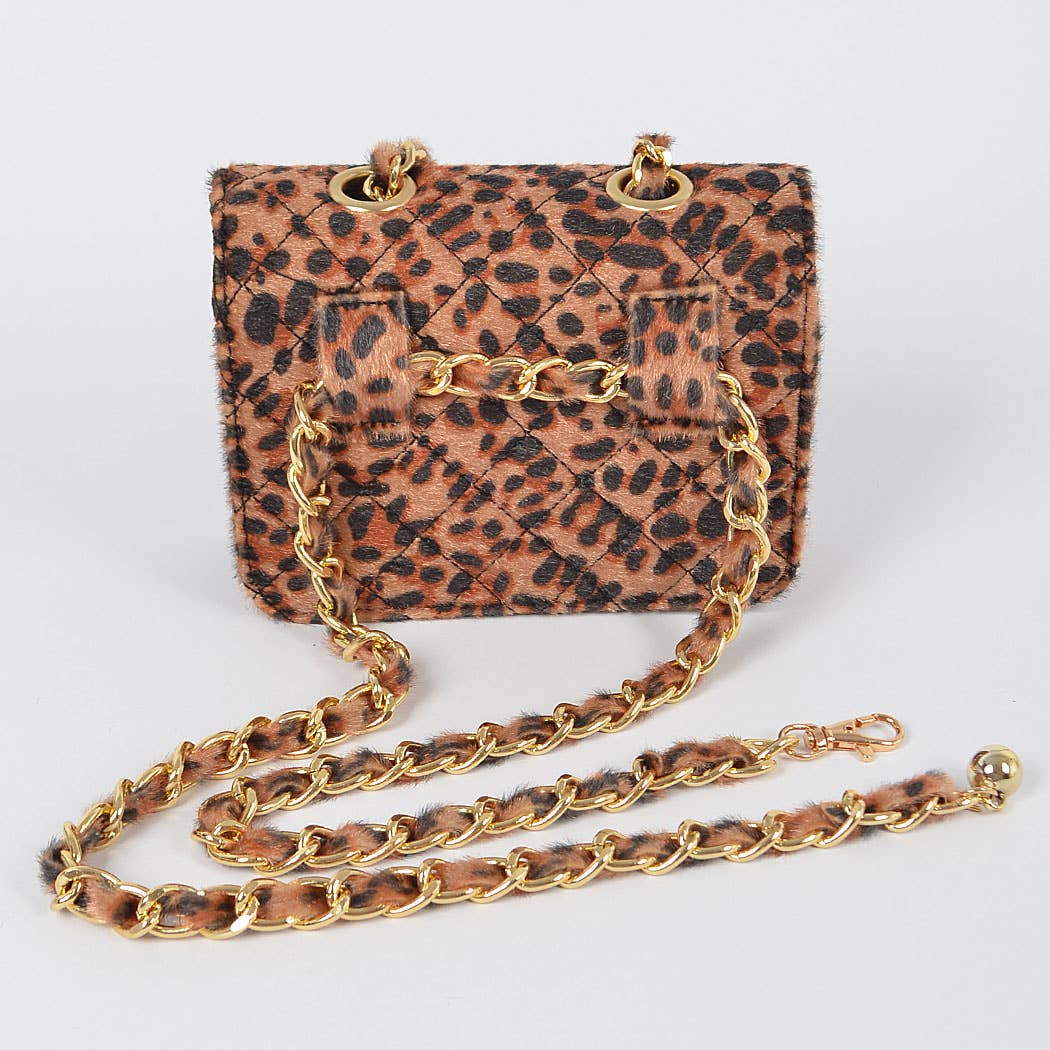 Faux Leo Skin Bag W/chain Belt