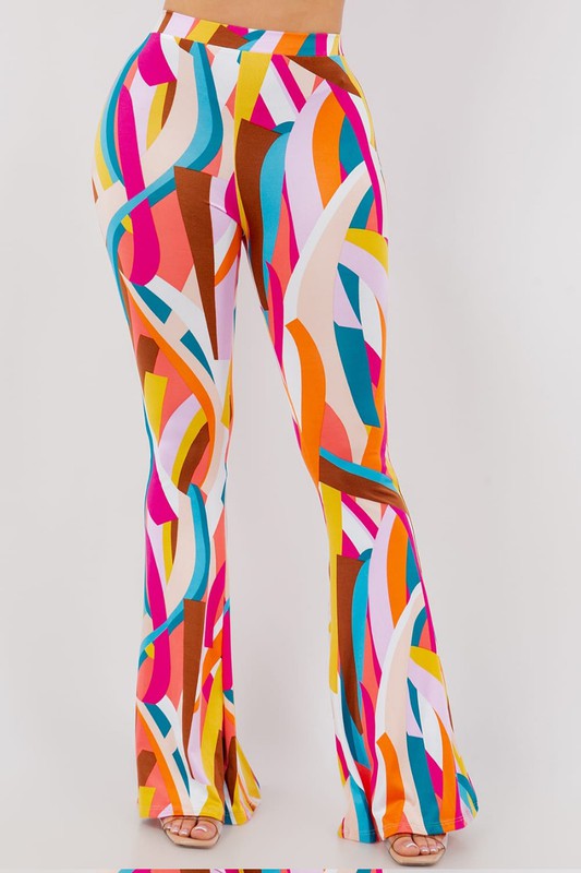 Geomerical Print Flare Pants