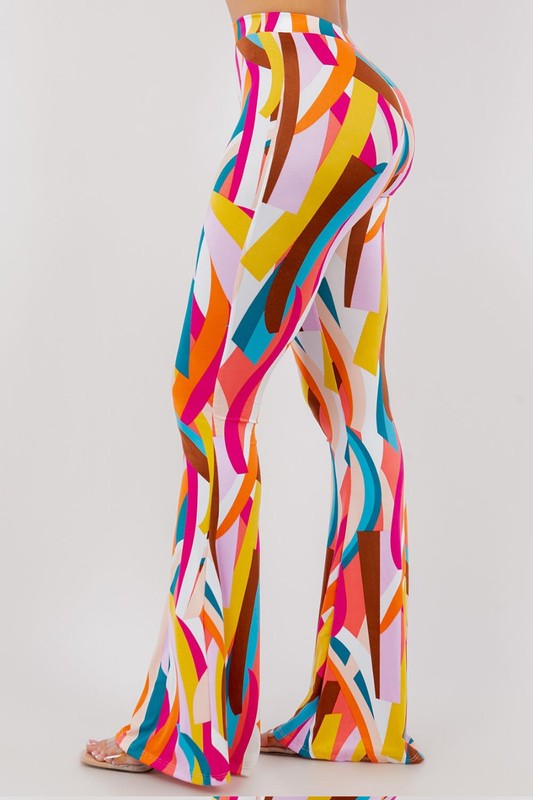 Geomerical Print Flare Pants