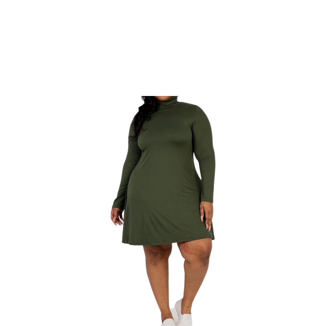 Curvy Mock Neck Flare Dress