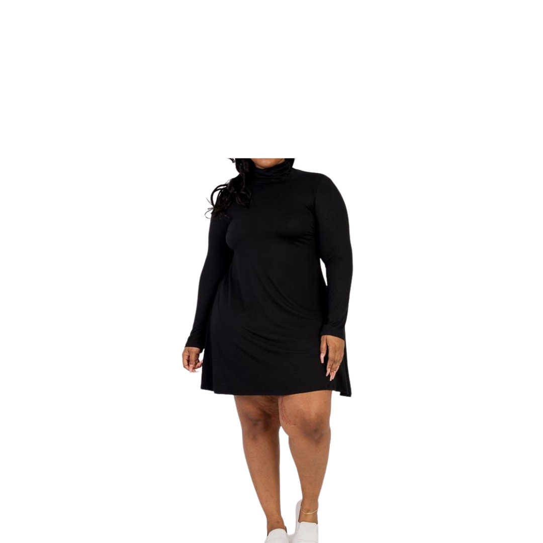 Curvy Mock Neck Flare Dress