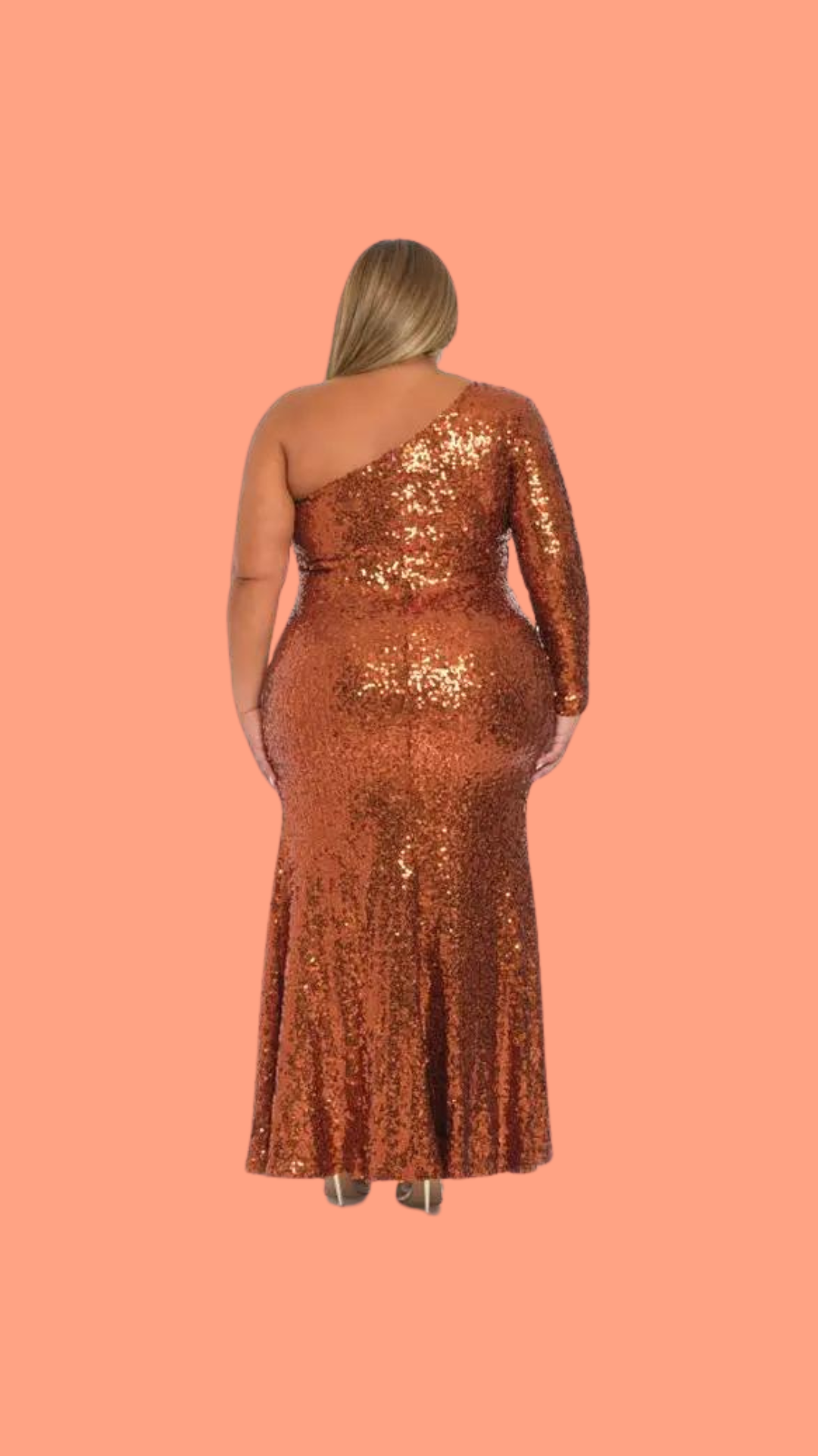 Curvy Sequin One Shoulder Side Slit Maxi Dress