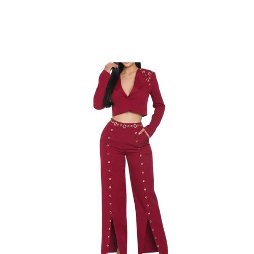 Blazer & Slit Flare Pant Set
