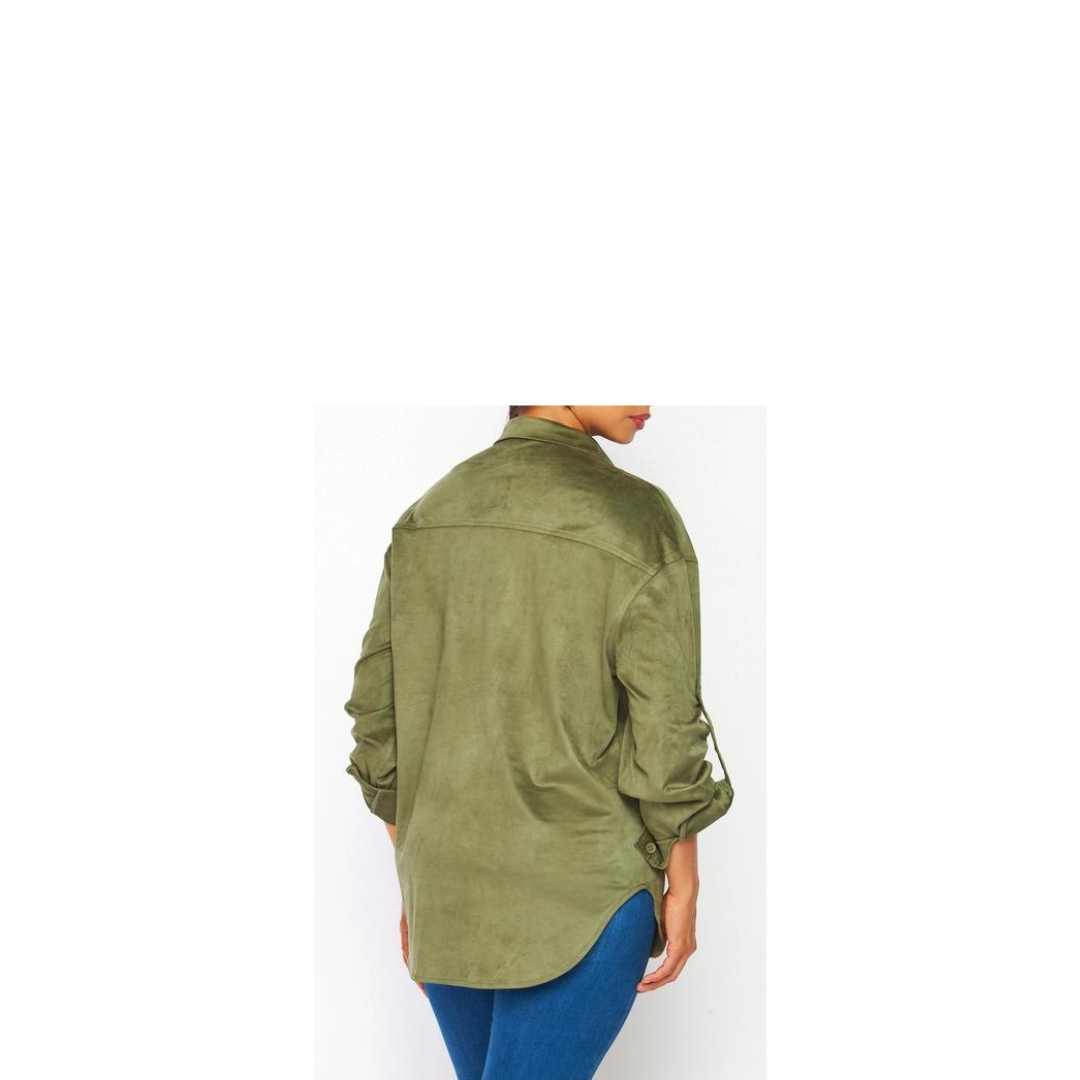 Suede Button Down Long Shirt
