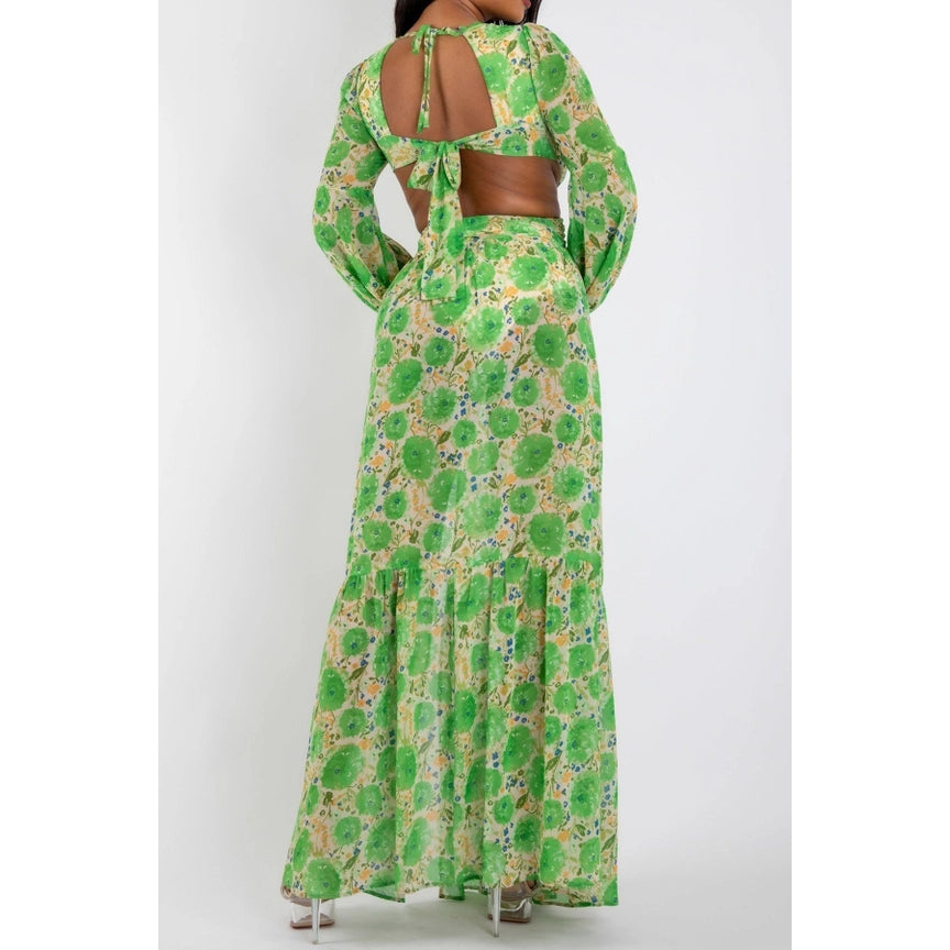 Ring Printed Cutout Maxi Dress