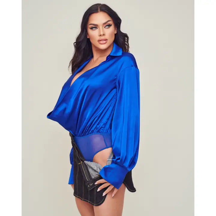 Cowl Neck Satin Bodysuit