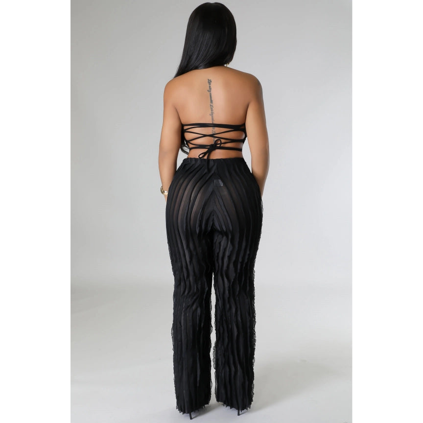 Sheer Ruffle Detail Pants