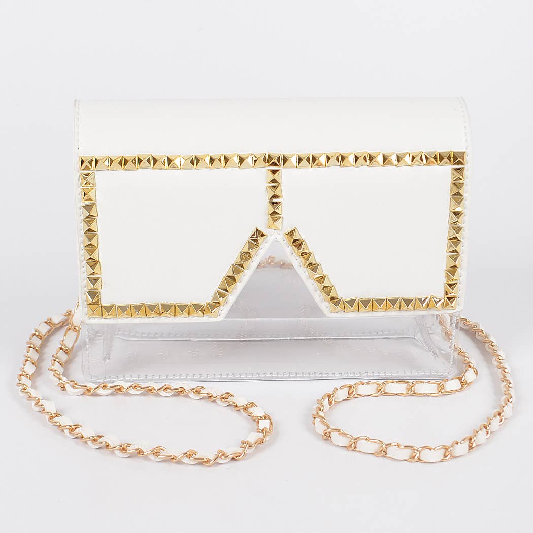 Square Rhinestone Glasses Clear Clutch