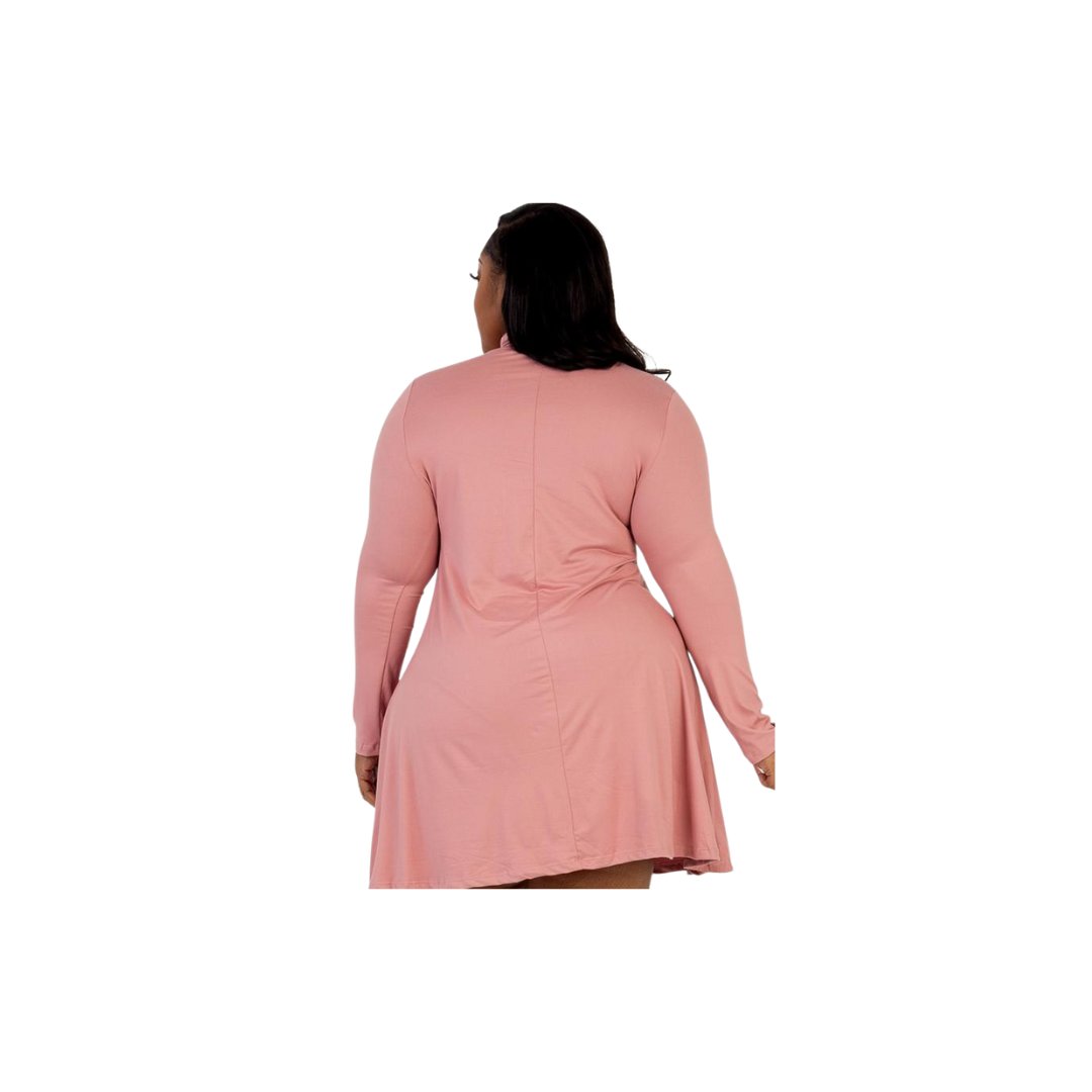 Curvy Mock Neck Flare Dress