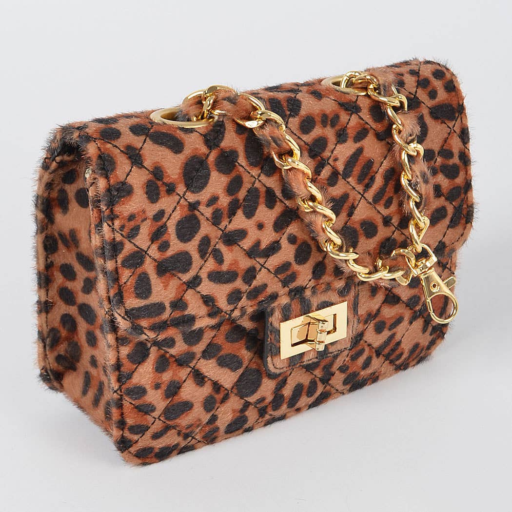 Faux Leo Skin Bag W/chain Belt