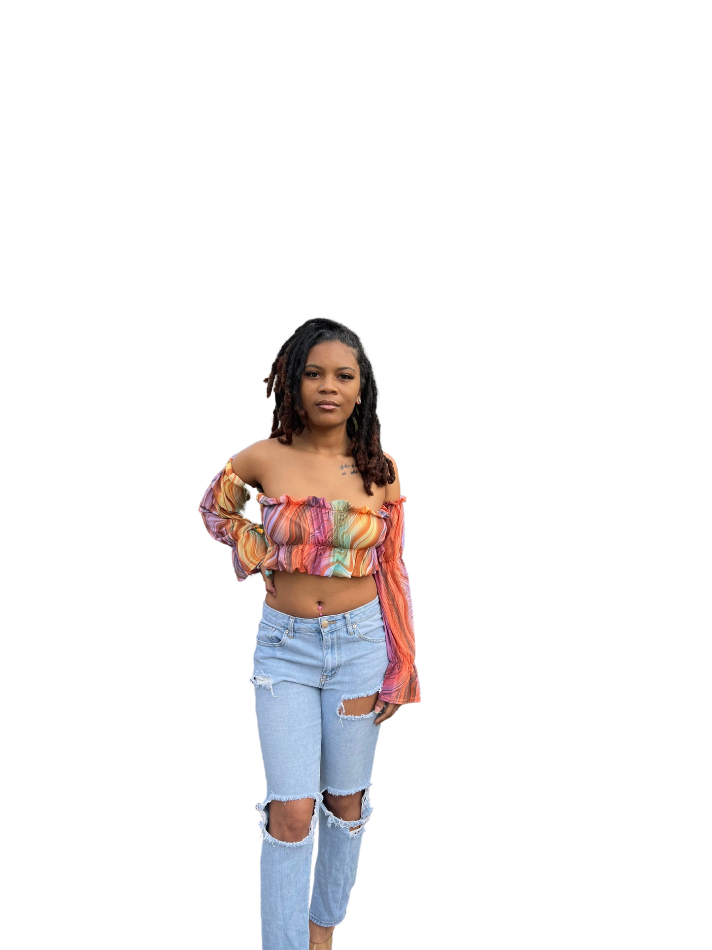 Off the Shoulder Mesh Top