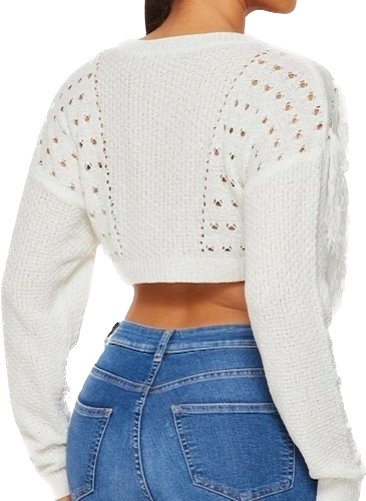 Cropped Fringe Sweater