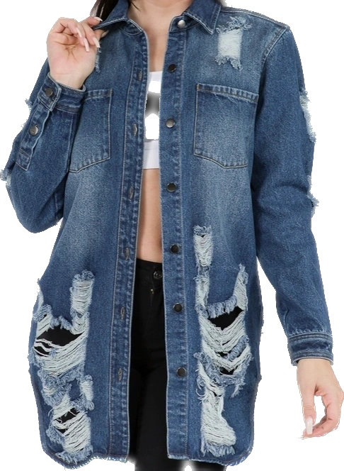 Long Denim Shirt Jacket