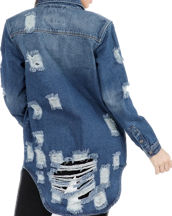 Long Denim Shirt Jacket