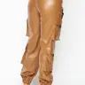It's My Time Faux Leather Cargo Jogger Pants