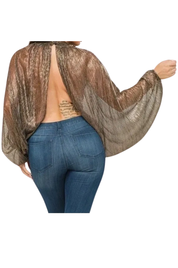 Metallic Open Front and Back Top