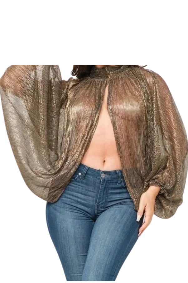 Metallic Open Front and Back Top