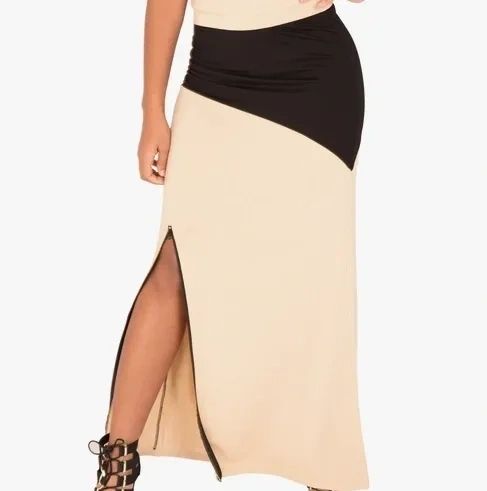 Champagne Black Zip Up Skirt