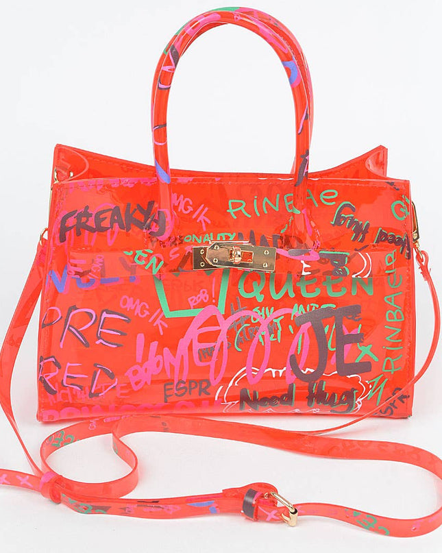 Graffiti Pvc Satchel Bag