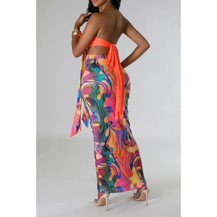 Chic Coordinated Ensemble Halter Top and Skirt Set