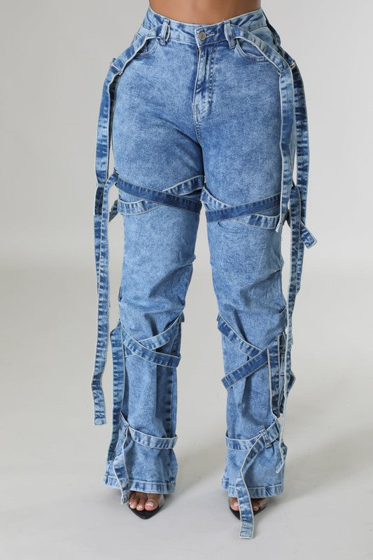 Strap Denim Jeans