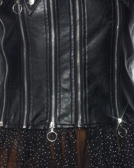 Mesh Pu Zipper Tutu Tube Dress