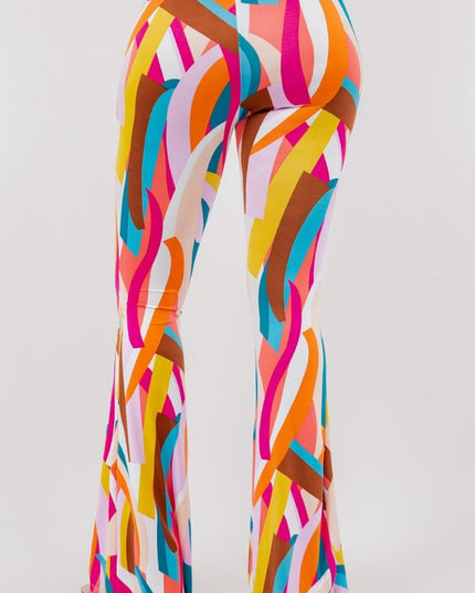 Geomerical Print Flare Pants