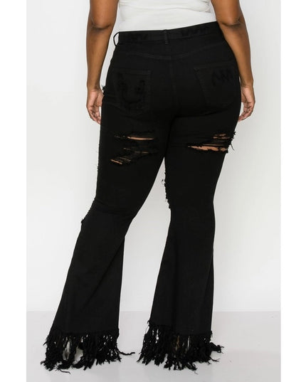 Plus Curvy Super Flare Black Jeans