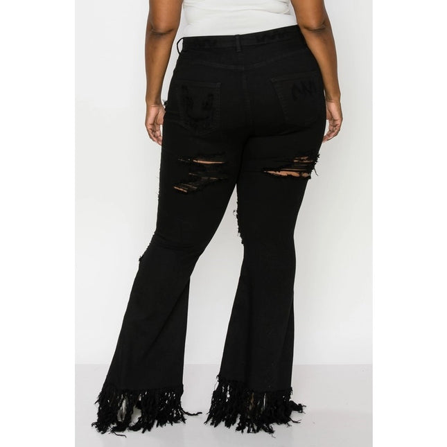 Plus Curvy Super Flare Black Jeans