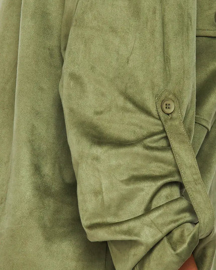 Suede Button Down Long Shirt