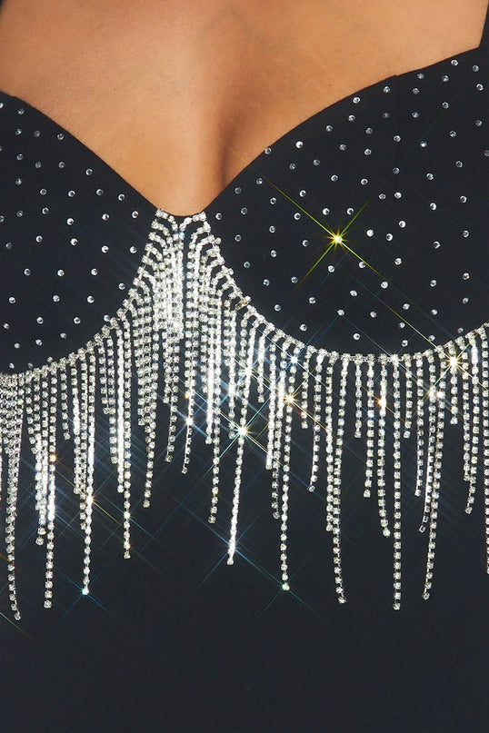 Rhinestone Fringe Mini Bodycon Dress