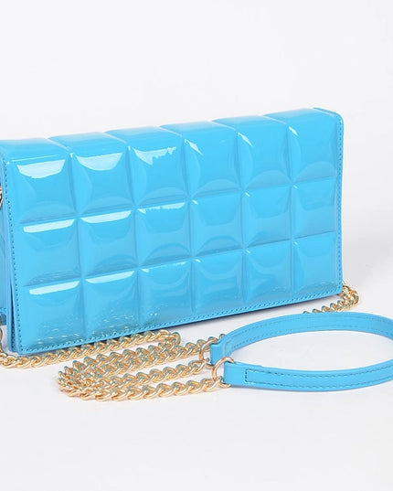 Embossed Enamel Flap Crossbody Bag