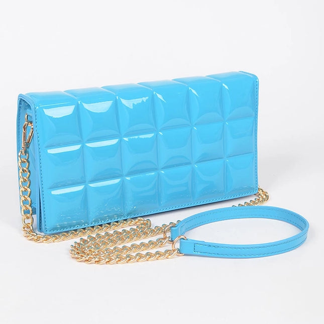 Embossed Enamel Flap Crossbody Bag
