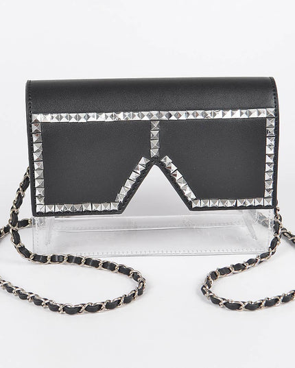 Square Rhinestone Glasses Clear Clutch