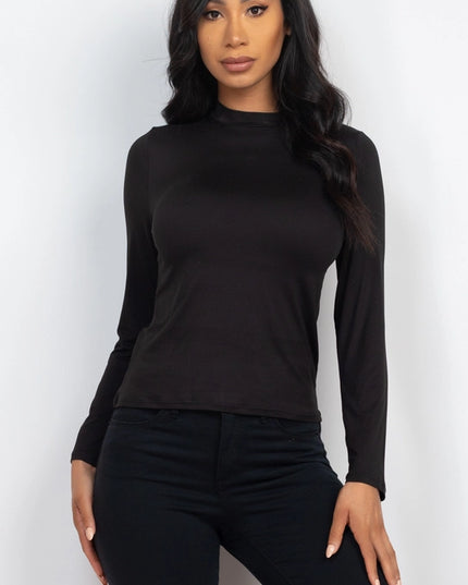 Mock Neck Solid Top