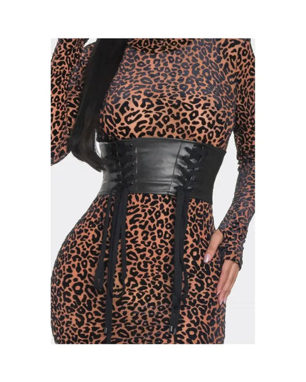 Mesh Velvet Leopard Print Dress
