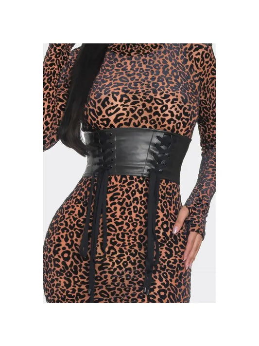 Mesh Velvet Leopard Print Dress