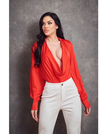 Cowl Neck Satin Bodysuit