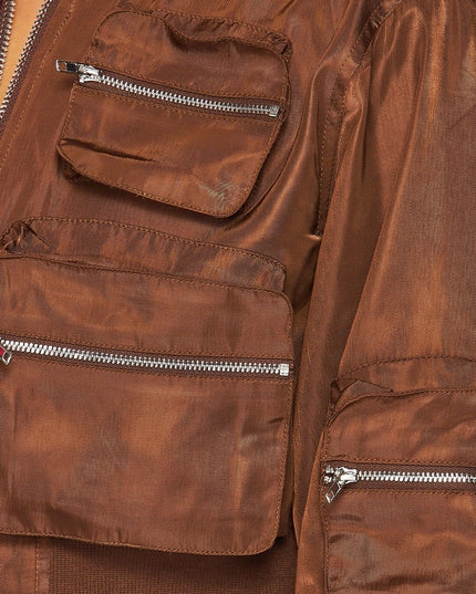 Sweet Talking Cropped Cargo Pocket Bomber Jacket