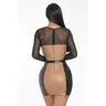 Leather Patchwork Sheer Mini Dress