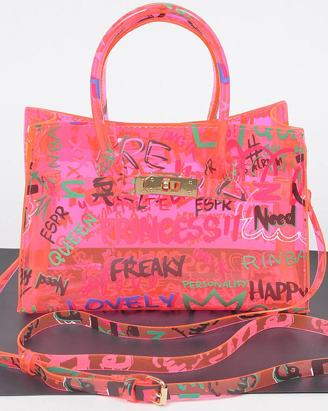 Graffiti Pvc Satchel Bag