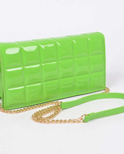 Embossed Enamel Flap Crossbody Bag